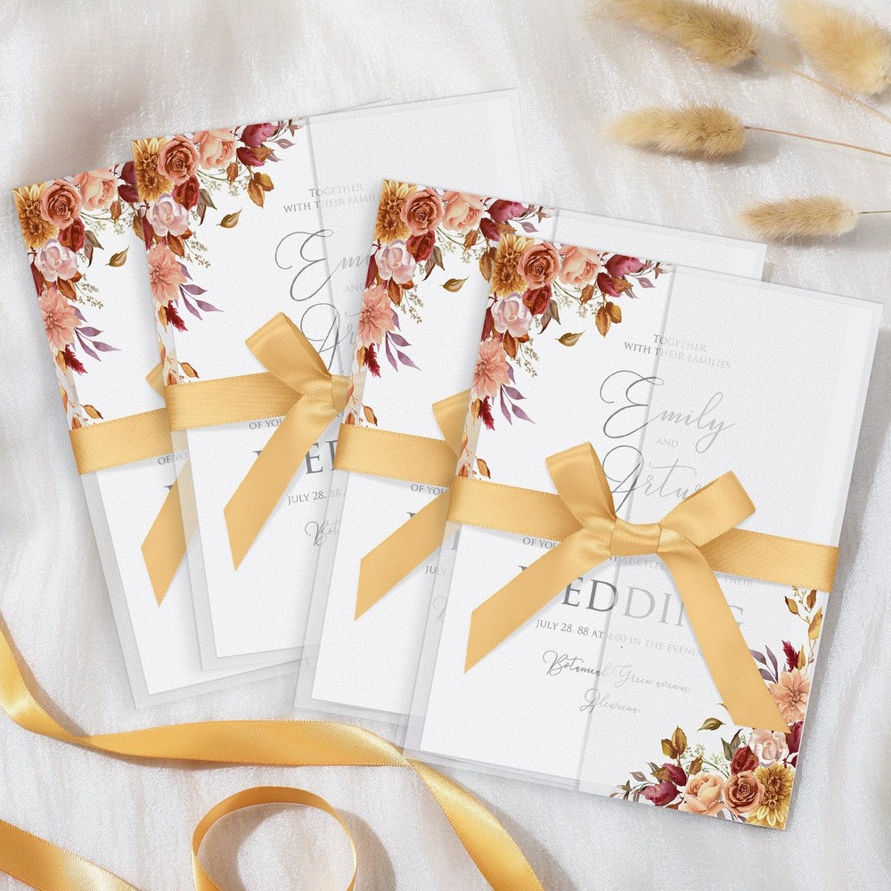 100 PCS Wildflowers PreFolded Vellum Jackets 130gsm For 5×7 Inch Card Wrap