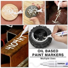 Permanent Paint Markers Oil Based Medium Point 5 Colors Quick Drying Waterproof