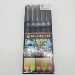 *NEW* Chameleon 5 Pen Earth Tones Set CT0503 Color Tones Double-Ended Markers