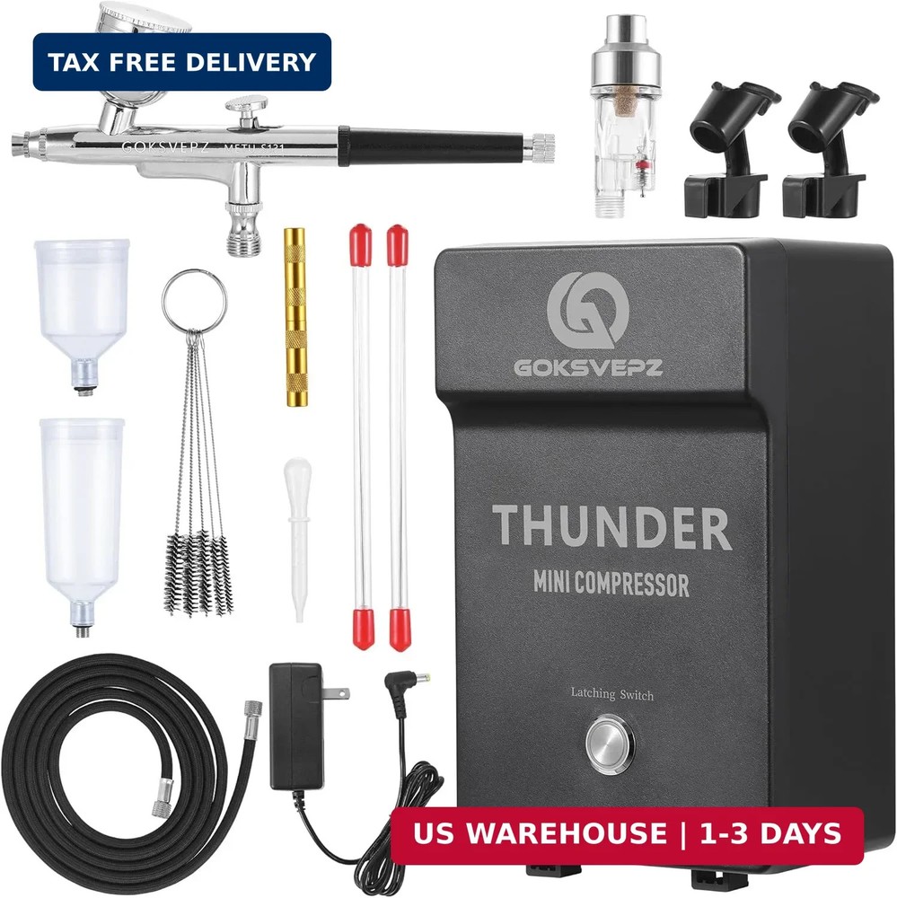Airbrush Kit with Air Compressor, 55 PSI High Pressure Air Brush Gun with Cleani