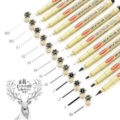 Micro Fineliner Drawing Art Pens 12 Black Fine Line Waterproof Ink Set Artist