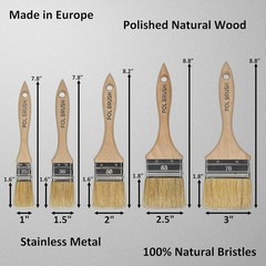 Set of 5 1, 1.5, 2, 2.5, 3 Inch Flat Paint Brushes – High European Quality – …