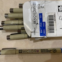 Box of 12 New XSDK01-36 Sakura Pigma Micron 01 Marker Pens, 0.25mm Tip, Blue