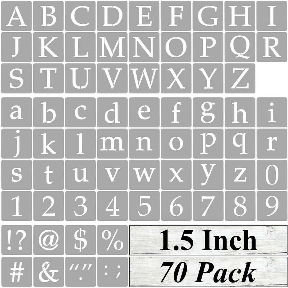 1.5 Inch Alphabet Letter Stencils for Painting – 70 Pack Inch, White