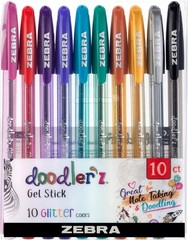 10 Count Doodler’z Gel Pens – Needle-Point Precision with Glitter & Neon Colors