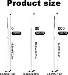 30Pcs Fine Tip Detail Paint Brushes, Miniature Liner Brushes #0 #00 #000