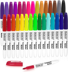 30 Colors Permanent Markers, Fine Point, Assorted Colors, Works on Plastic,Wood,