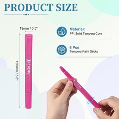 6 Pcs Tempera Paint Sticks, Long Paint Markers, Rose Red