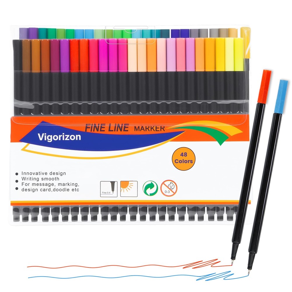 48 Colors Precision Fineliner Pens, Micro-Line Drawing Pens for Sketching, I…