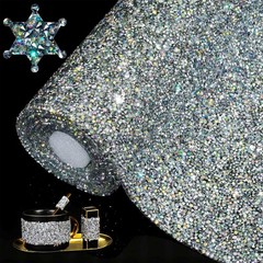 Rhinestone Car Sticker Self Adhesive Hotfix Crystal Gem 9.4 x63 Silver AB Bling
