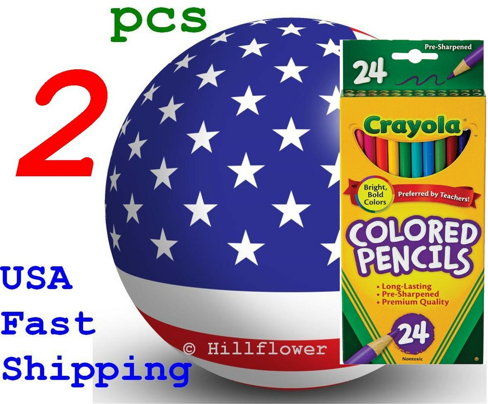 2 X Crayola Colored Pencils Assorted Colors set 24 68-4024 684024 Age 5+