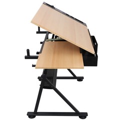 Height Adjustable Drafting Table Drawing Artist Craft Desk w/ Stool & 2 Drawers
