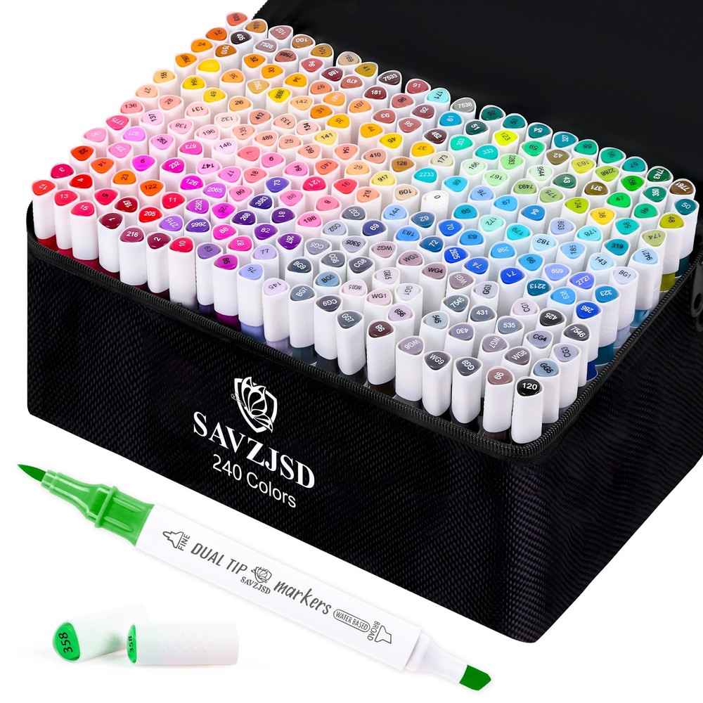 240 Colors Markers Set, 240 Colors Dual Tip Markers Set, Fine & Chisel Double…