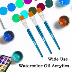 Sdanart 1 inch Flat Paint Brushes for Acrylic Painting，3 PCS 1 inch, Blue