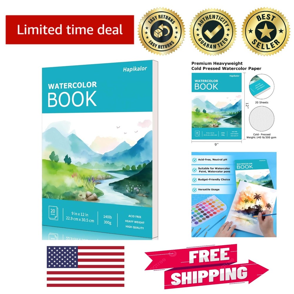 FSC Certified Watercolor Paper Pad – 9×12, 20 Sheets, Teal Elegance