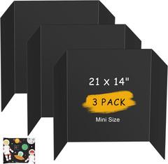 3 Pack Tri Fold Poster Board 21×14 Black Corrugated Display Boards