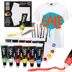 HUAL Fabric Paint Set for Clothes, 12 Colors Textile Paint with 6 Brushes & P…
