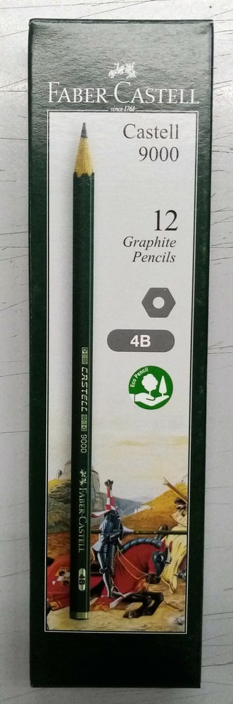12 Faber Castell 9000 4B Graphite Pencils