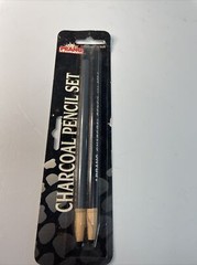 Prang 60300 Ticonderoga Black Charcoal Soft & Medium Wood Pencil Set NEW -A7