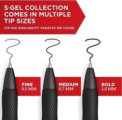 S-Gel 36 Count Black Gel Pens – No Smear, Medium Point 0.7mm for Vibrant Writing