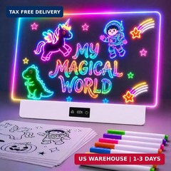 TAEMVV 16″ LED Drawing Board for Kids with 8 Colors 3 Dynamic Modes, Rechargeabl
