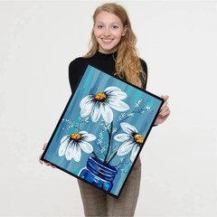 4 Pack Paint by Numbers kit for Adults Framed Canvas – with Wooden Easel,Paint b