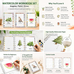 Watercolor Workbooks,16 Spiral-Bound Pages Dispersed Watercolor Workbook for Beg