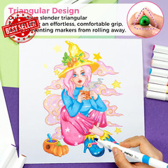 48-Color Double Tipped Markers Chisel & Fine Art Set for Adults & Student