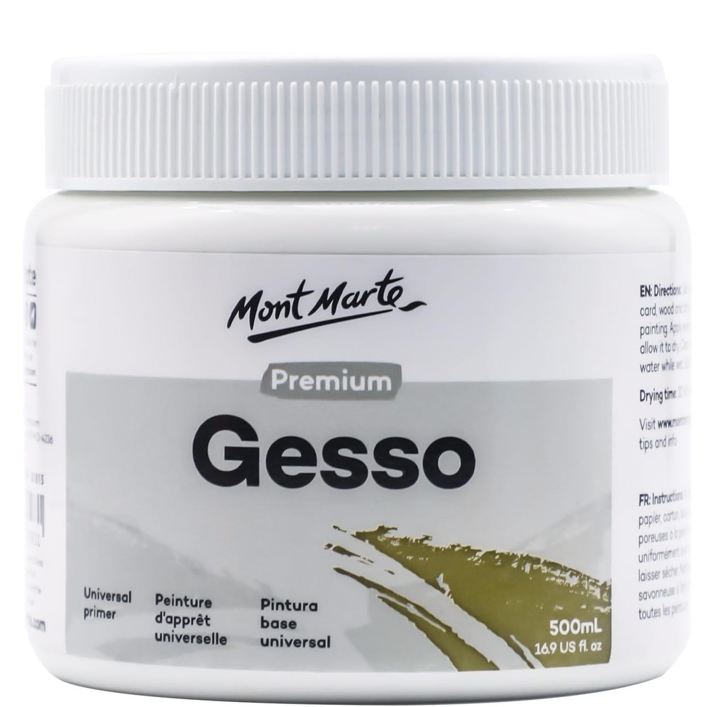 Mont Marte Premium Gesso Universal Primer 16.9oz (500ml), Suitable for Acryli…