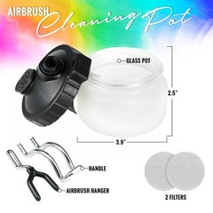 Airbrush Cleaning Kit – Clean Pot Glass 17 Piece Set, Multicolor