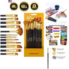 Art Painting Brush Assorted Set of 12 for Acrylic Watercolor Gouache Hobby Pa…