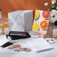 Engrowtic 12 Pcs 8×10 Pre Drawn Canvas for Painting Green Plants Fruit Style Art