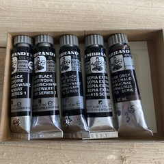 5 Rembrandt Holland Oil Paints 17 Ivory Black #701 Lamp Black #702 Sepia Ex 416