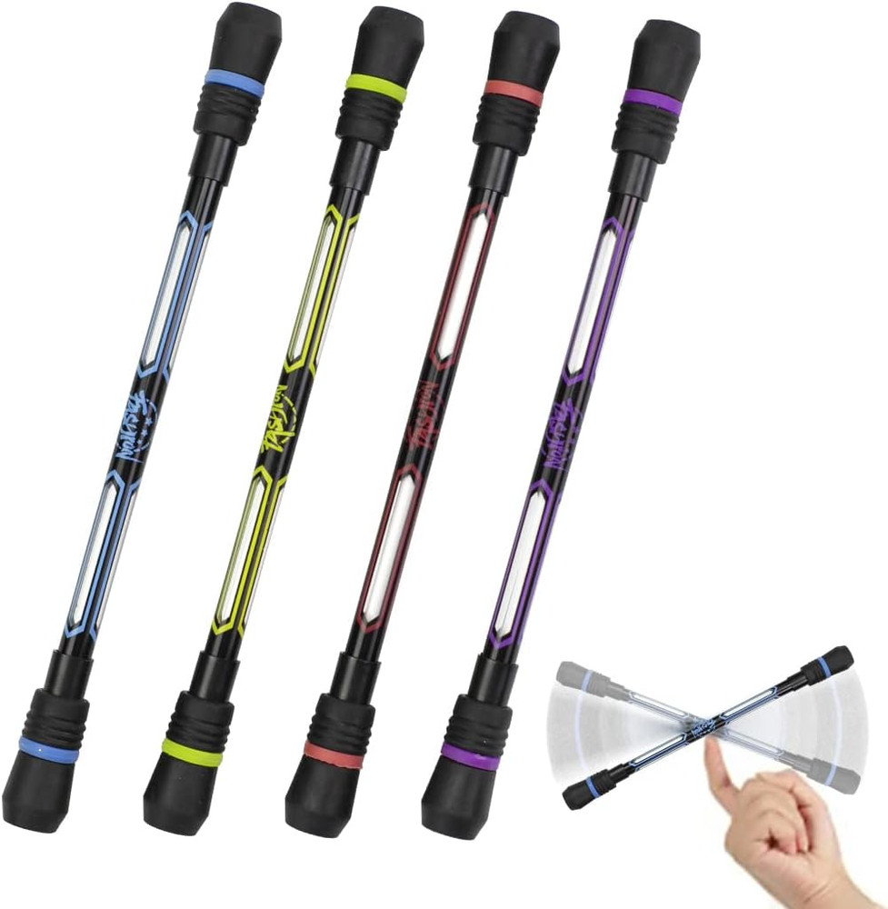 4-Piece Cool Spinning Pen Set for Students – Black Ink, 0.5mm, Gift Idea