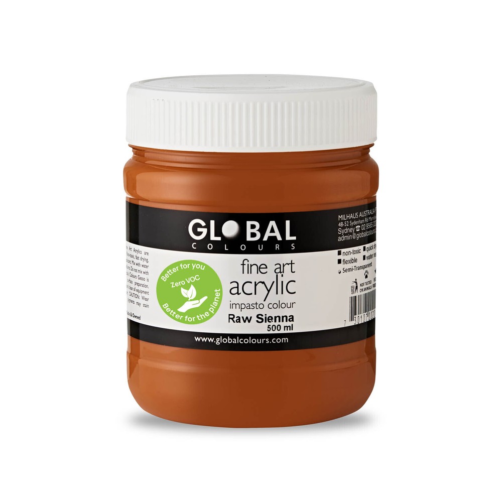 Raw Sienna – Global Colours Eco-Friendly Fine Art Acrylic Artist Paint 500ml