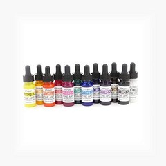 Watercolor Paint Set 12 Bottles 0.5 Oz Liquid Droppers Mixing Palette Fine Art