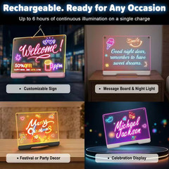 1-Pack 16 In. Rechargeable LED Drawing Board Neon Glow Art Pad with 7-Light Mode
