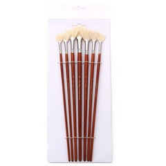 7Pcs Artist Fan Brush Acrylic Paint Brushes with Bristle Hair Long Handle