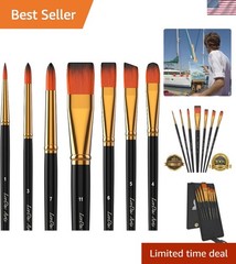 Durable 7-Brush Art Set for Acrylic, Gouache & Oil – Includes Ergonomic Case