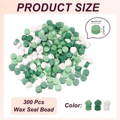 Wax Seal Beads, 300 Pcs Wax Sealing Beads, Leaf Green/Grass/White