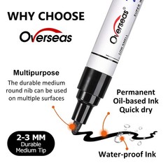 Overseas Paint Pens Paint Markers, 6 Colors Oil Based Permanent Markers, Med…