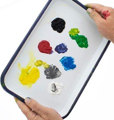 Retro White Metal Art Tray 7 X 10.5 Durable Palette For Artists And Supplies