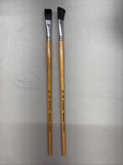 2 VTG Dick Blick 1/2” Bristle Brushes Long Wood Handle 578 England Art Artist
