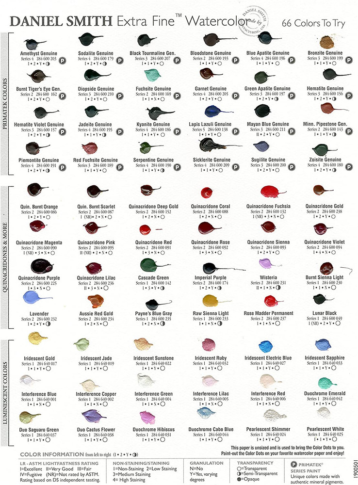 001900501 Extra Fine Watercolor 66-Dot Try-It Card, Multi Color