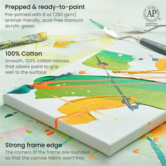 Pack of 4 White Blank Square Artist Canvas Wooden Board Frame Cotton Artist Canv