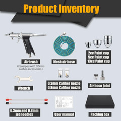 Airbrush Kit, Air Brush Painting Set, Double Action Trigger Airbrush Gun with 0.