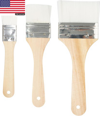 Set of 3 Chip Paint Brushes with Synthetic Bristles for Priming Painting, Varnis
