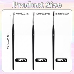 30 PCS Micro Paint Brushes, #0#00#000 Brush Fine Tips Black