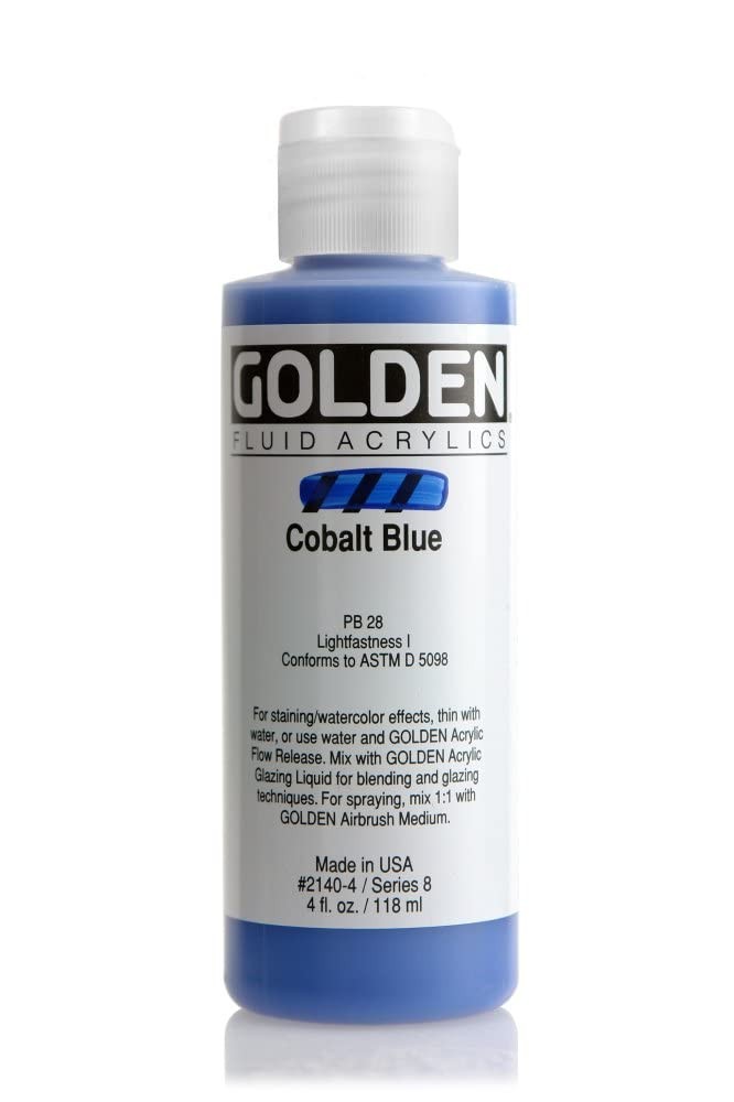 Cobalt Blue Fluid Acrylic Color Paint Professional Art Supplies 4 Fl. Oz