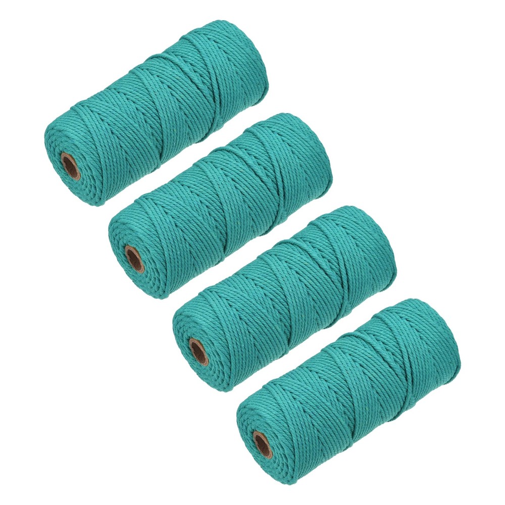 4 Pcs Cotton Rope 4 Strand Twisted Braided Rope Milky Green 109 Yard 3mm Dia